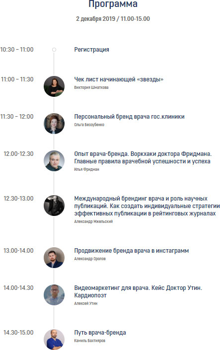 Мастерская персонального бренда врача. Программа 2 декабря 2019 года