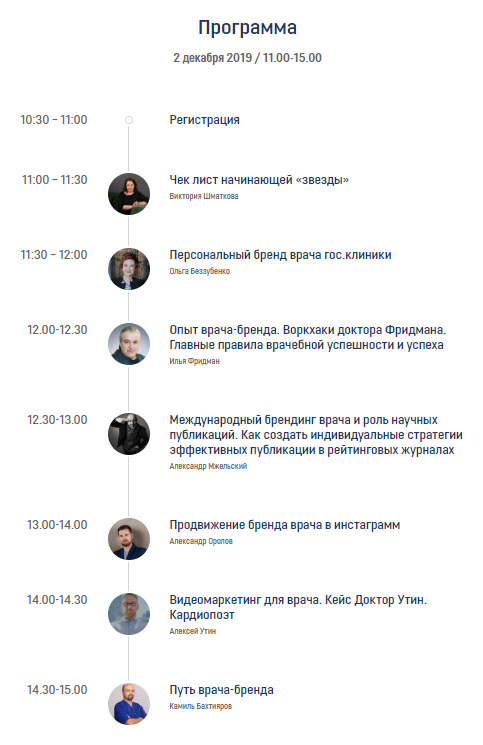 Мастерская персонального бренда врача. Программа 2 декабря 2019 года